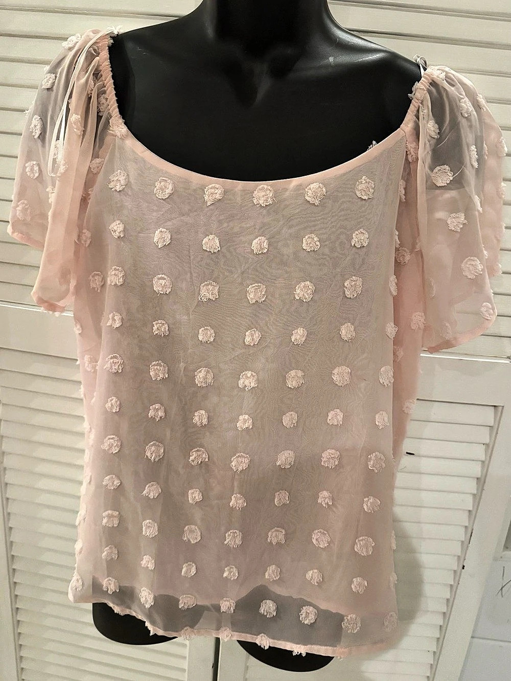 Pink Polka Dot Blouse Like New